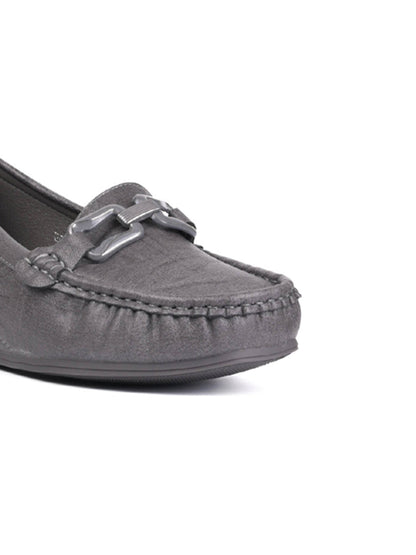 Women, Women Footwear, Grey Loafers