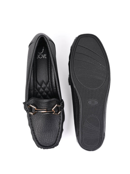 Women, Women Footwear, Black Loafers