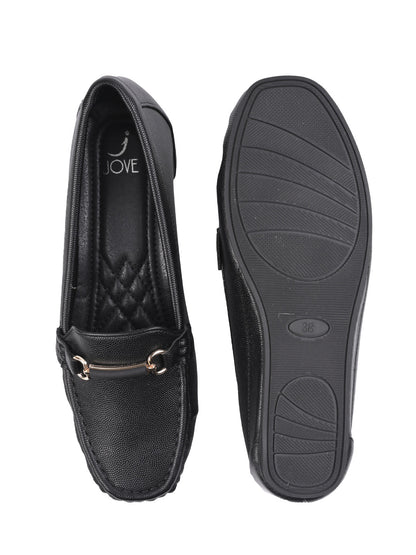 Women, Women Footwear, Black Loafers