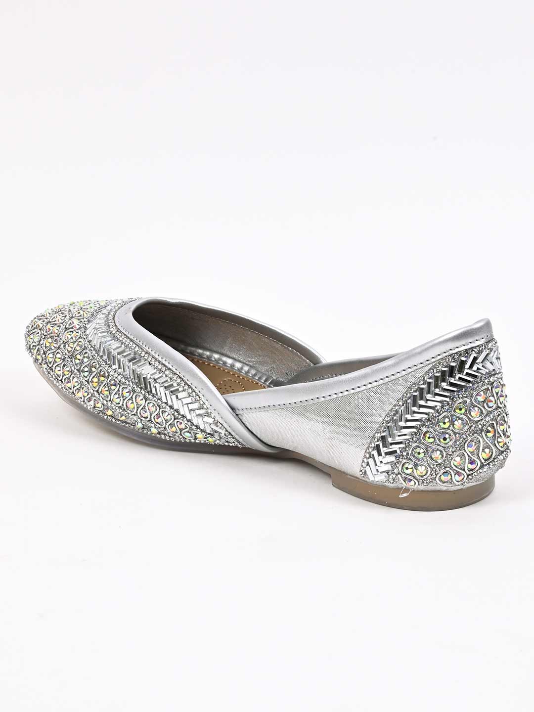 Women, Women Footwear, Silver Mojaris