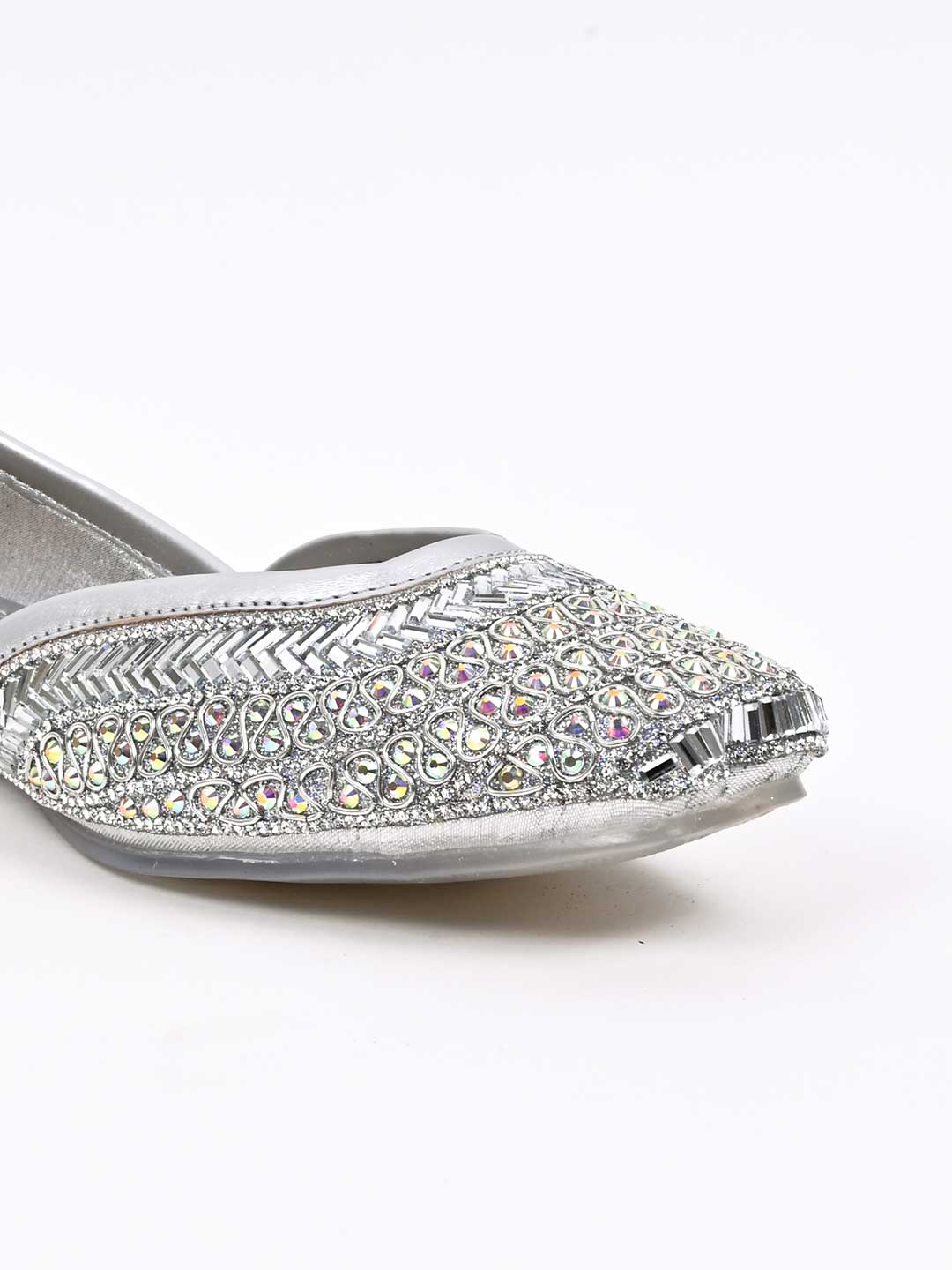 Women, Women Footwear, Silver Mojaris