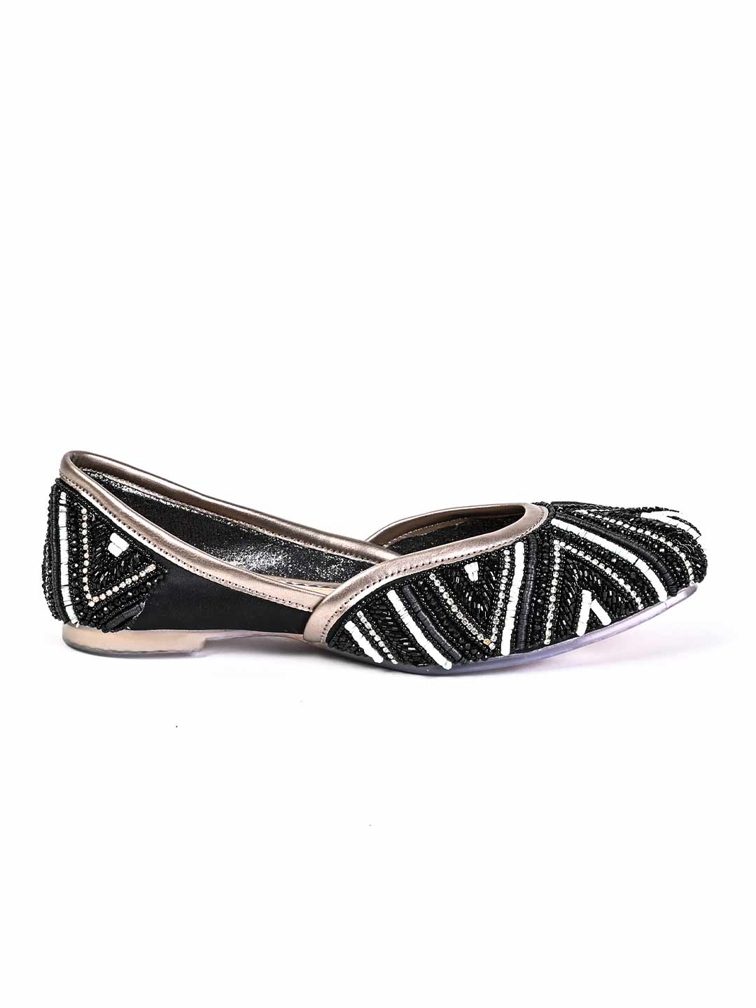 Women, Women Footwear, Black Mojaris
