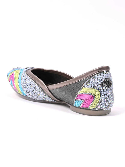 Women, Women Footwear, Black Mojaris