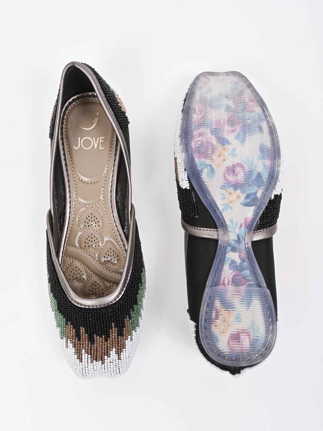 Women, Women Footwear, Black Mojaris