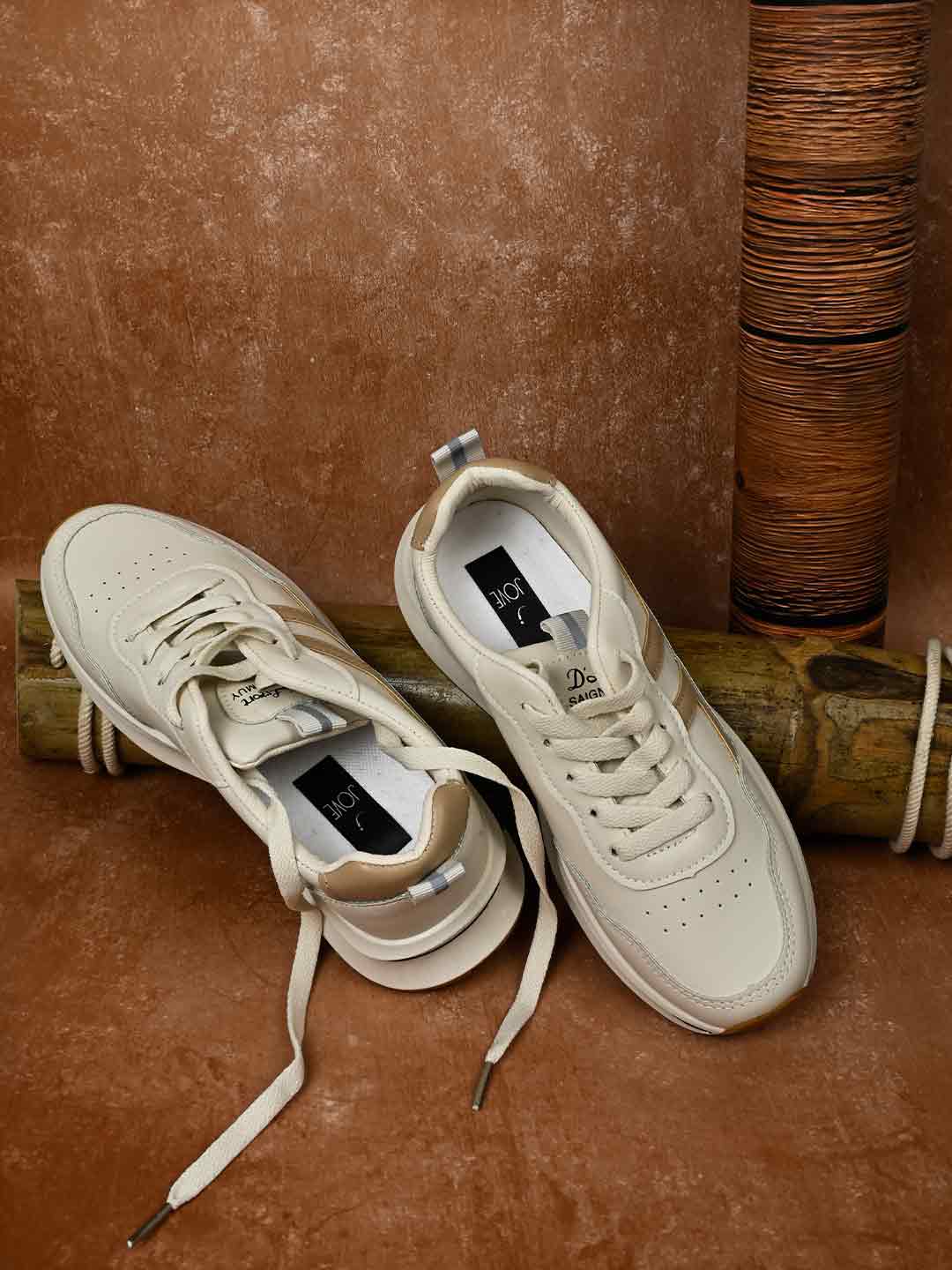 Leather Sneaker Creamy Sneakers Diva: Cream Leather Wide Fit