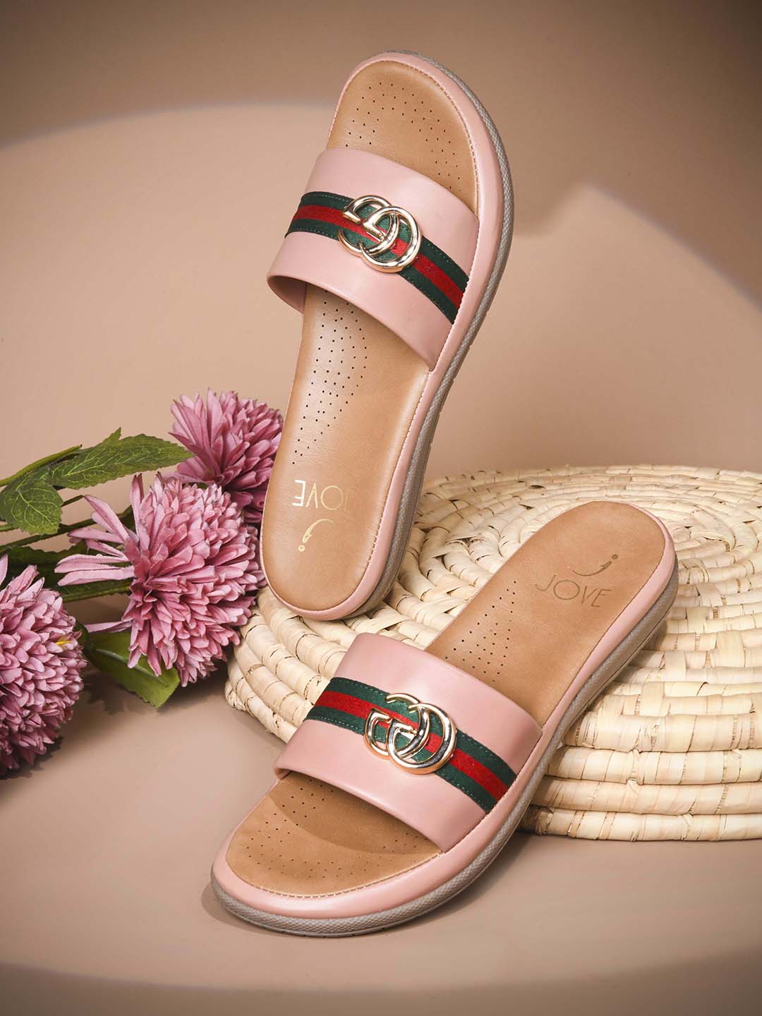 Women, Women Footwear, Pink Open Toe Flats