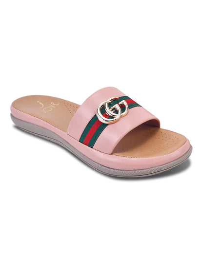 Women, Women Footwear, Pink Open Toe Flats