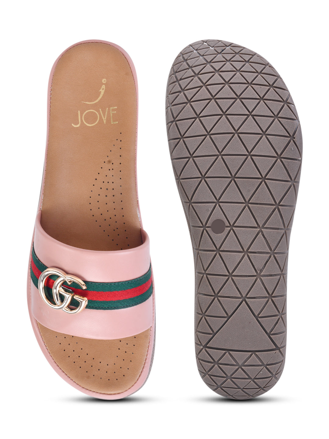 Women Pink Western Embelliahed Open Toe Flats