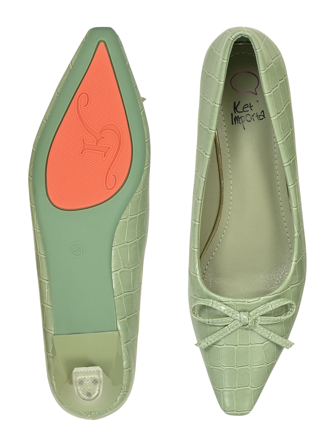 Women Green Animal Print Ballerinas