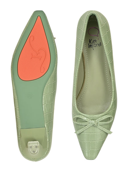 Women Green Animal Print Ballerinas