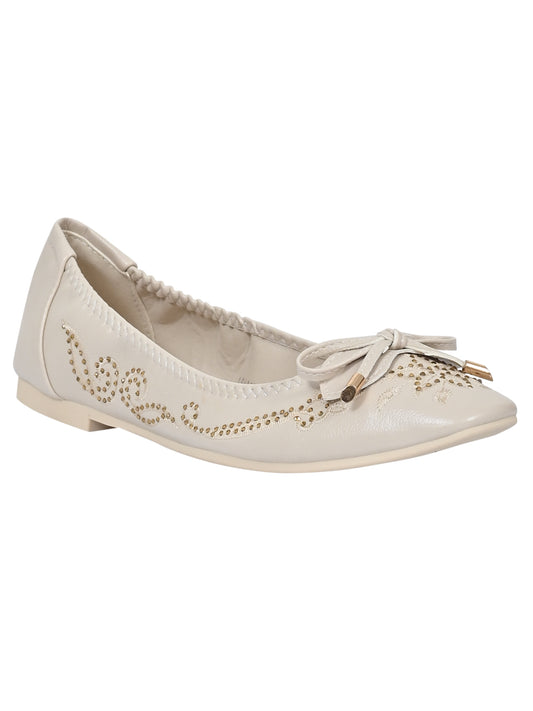 Women Beige Embellished Ballerinas
