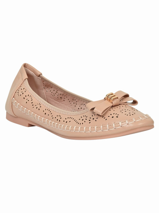 Women Pink Laser Cut Ballerinas