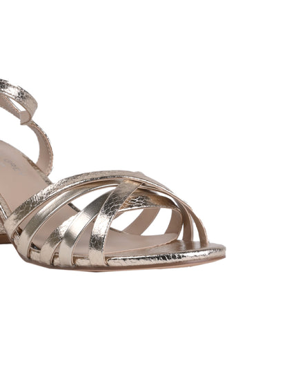 Women, Women Footwear, Gold Sandals