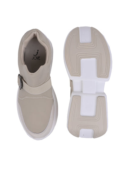 Women, Women Footwear, Beige Sneakers