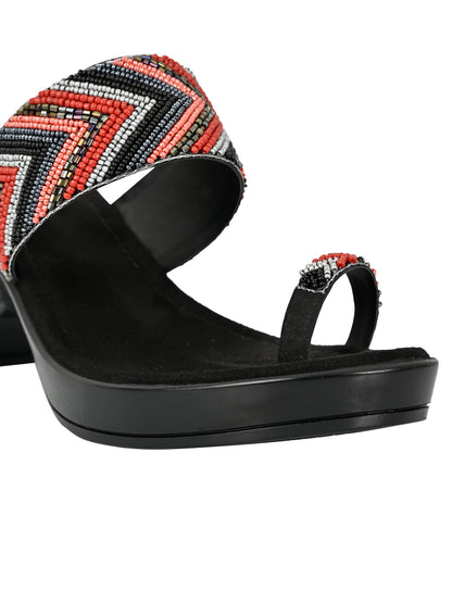 Summer Collection- Women Black Embellished Sandals