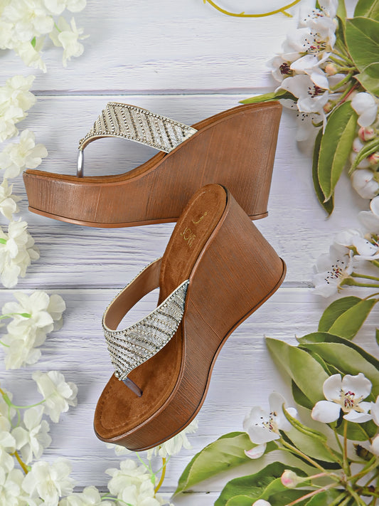 Summer Collection- Women Silver Embellished Wedges