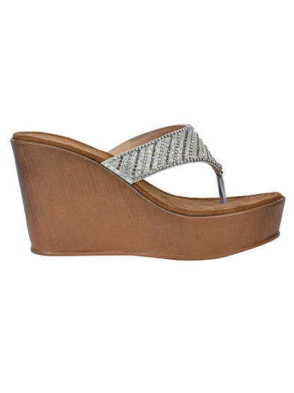 Summer Collection- Women Silver Embellished Wedges