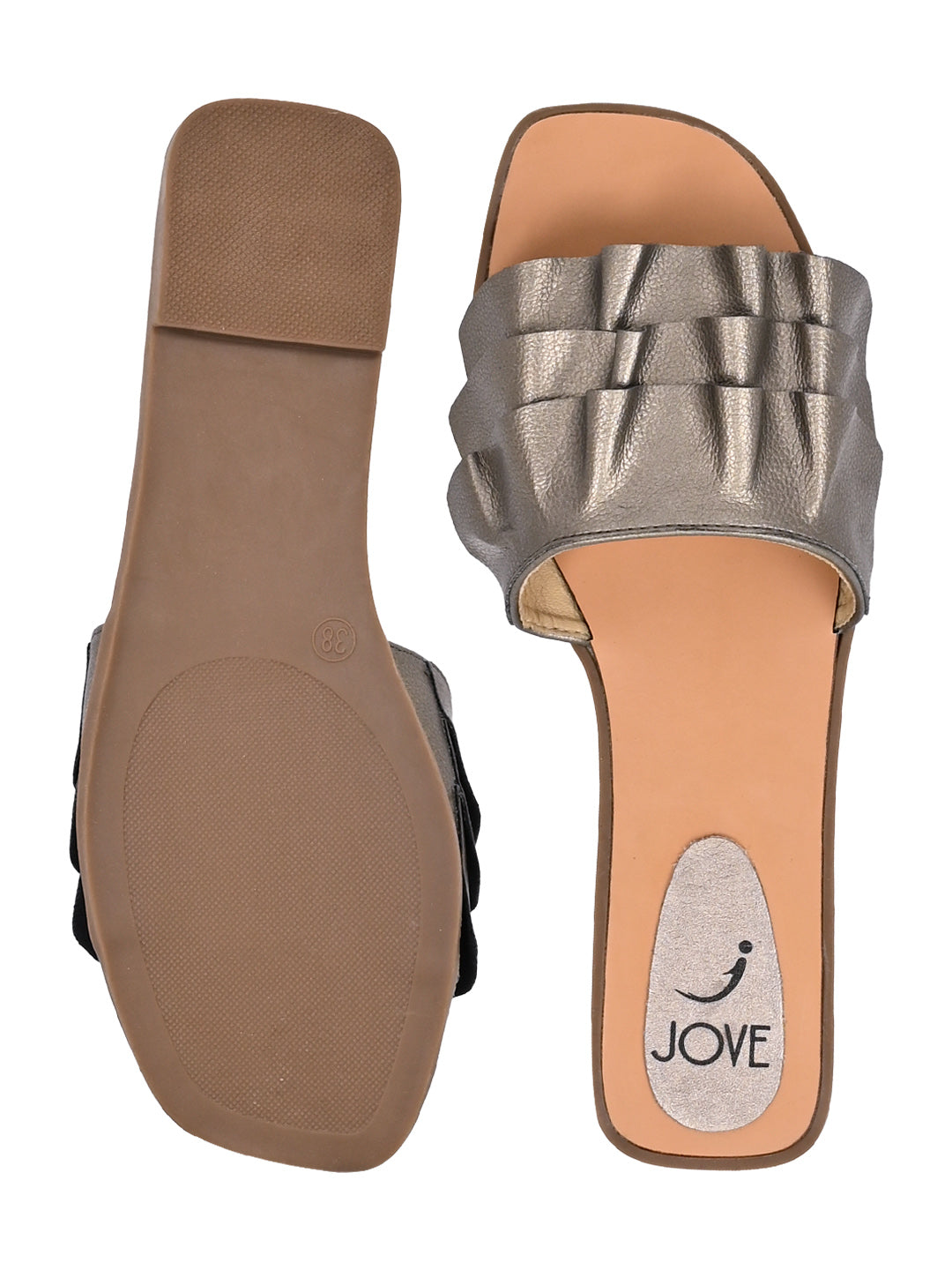 Summer Collection- Women Grey Solid Open Toe Flats
