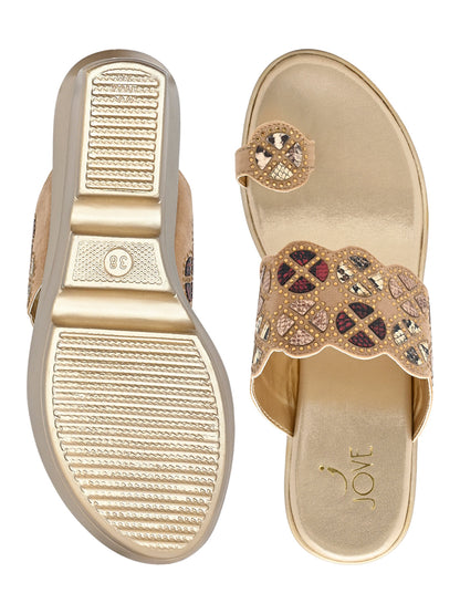 Footwear, Women Footwear, Golden Sandals
