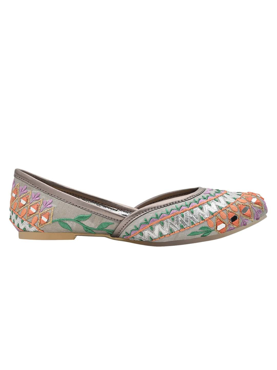 Footwear, Women Footwear, Grey Mojaris