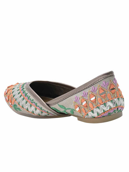 Footwear, Women Footwear, Grey Mojaris