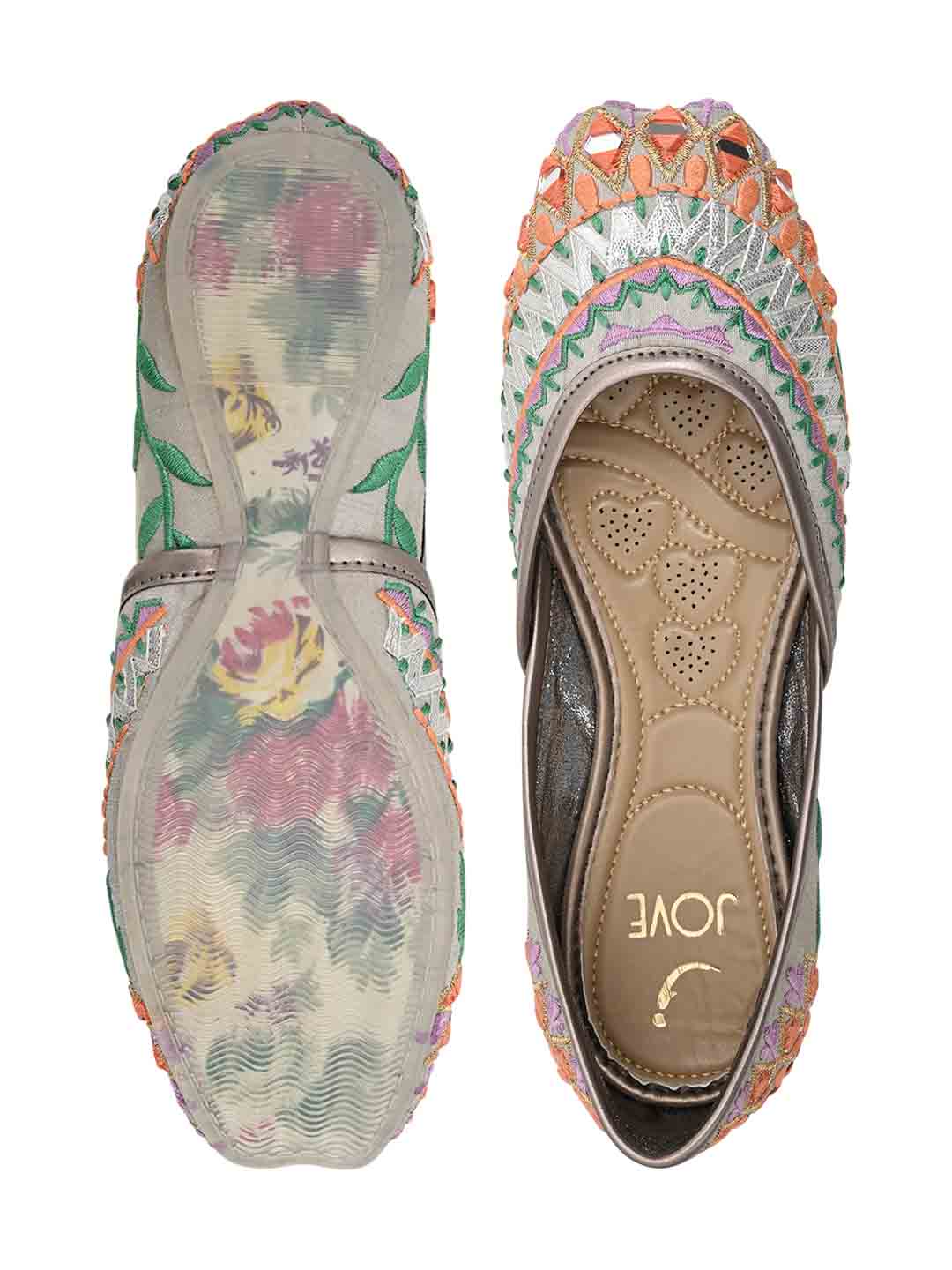 Footwear, Women Footwear, Grey Mojaris