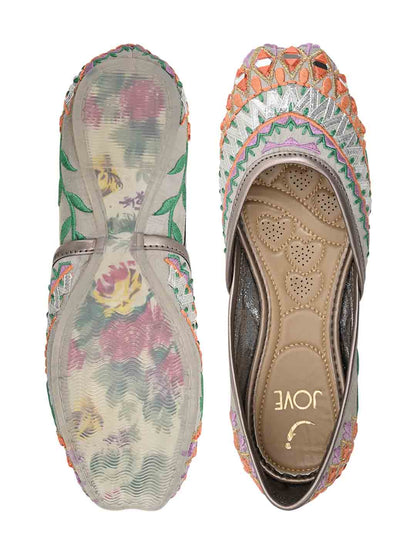 Footwear, Women Footwear, Grey Mojaris