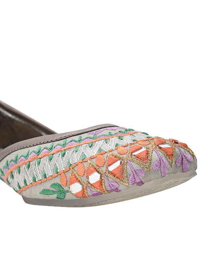 Footwear, Women Footwear, Grey Mojaris