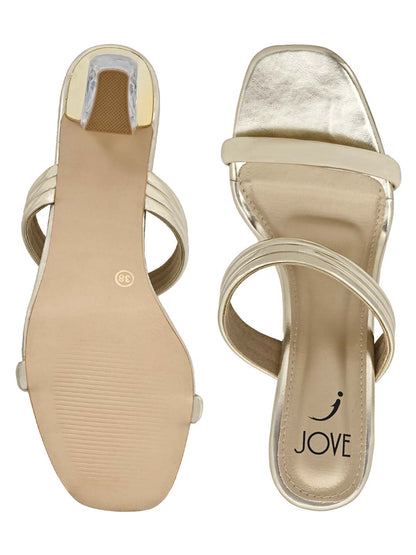 Footwear, Women Footwear, GOLD, Heel Sandals
