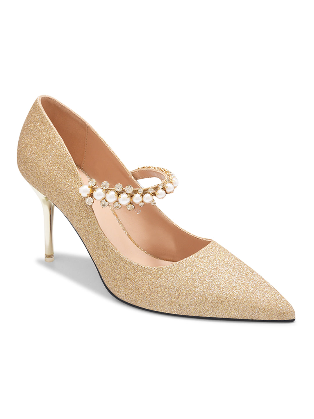 Women, Women Footwear, Gold Stilettos
