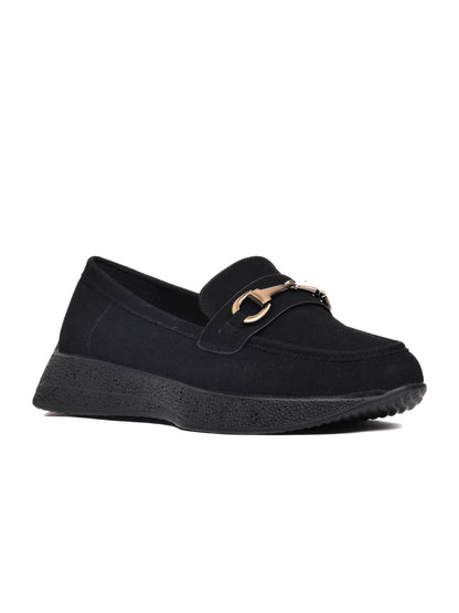 Women, Women Footwear, Black Loafers