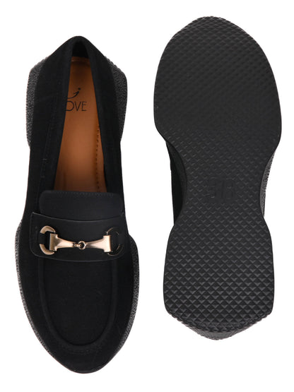 Women, Women Footwear, Black Loafers