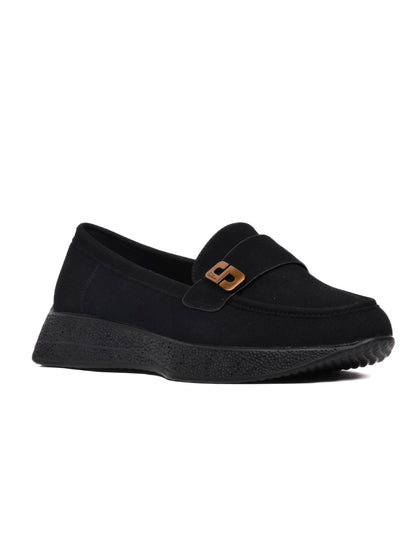 Women, Women Footwear, Black Loafers