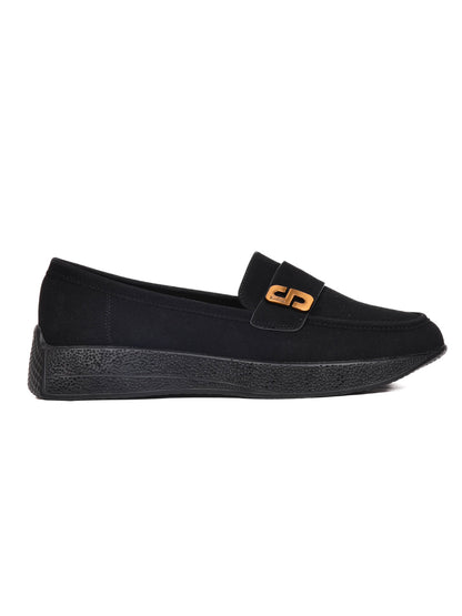 Women, Women Footwear, Black Loafers