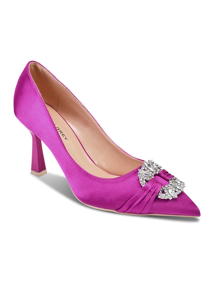 Women Fuchsia Textured Embellished Pumps