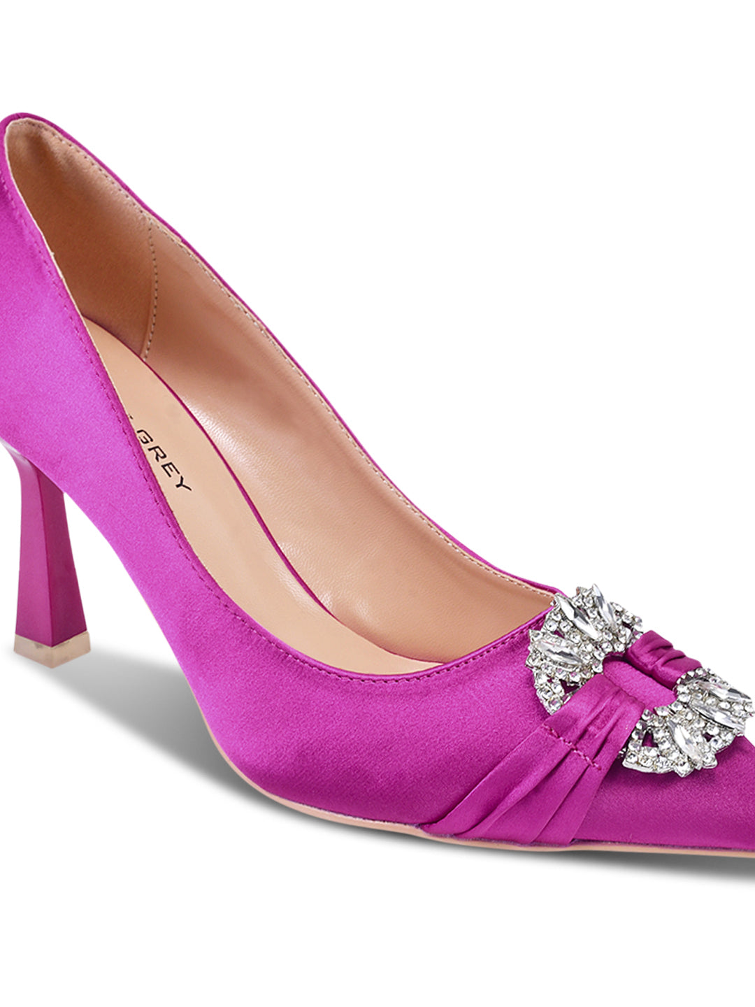 Women Fuchsia Textured Embellished Pumps