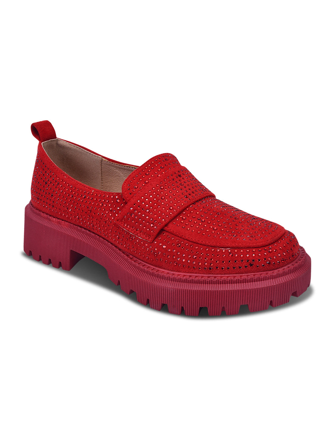Women, Women Footwear, Red Loafers