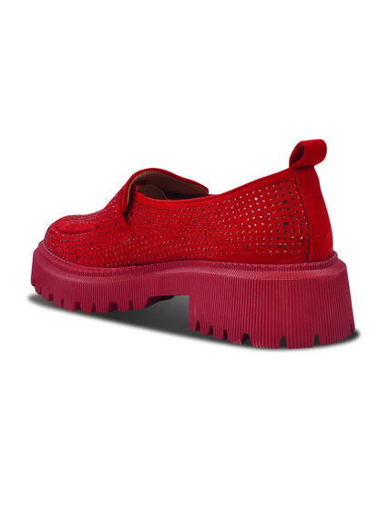 Women, Women Footwear, Red Loafers