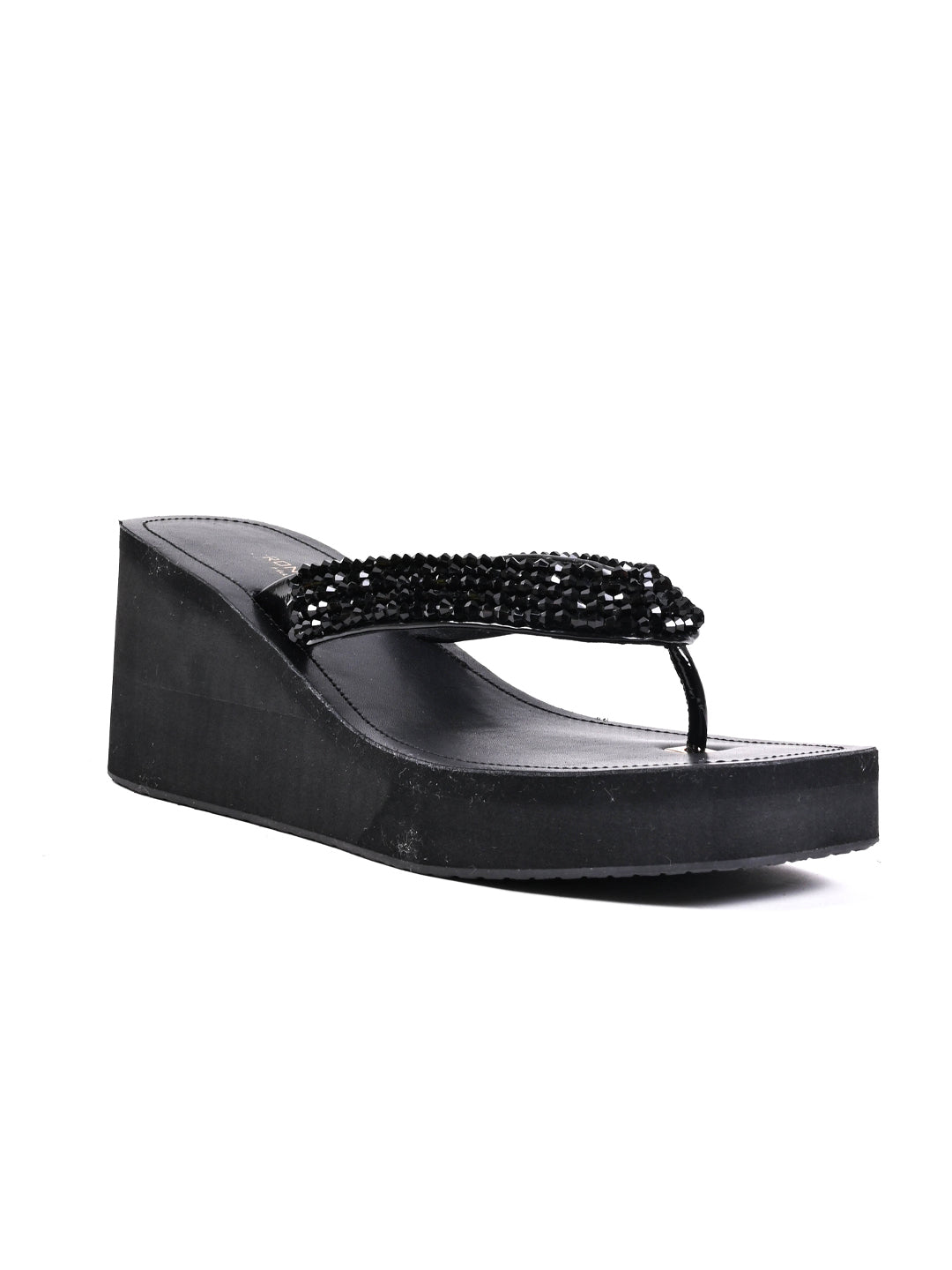 Women, Women Footwear, Black Wedges