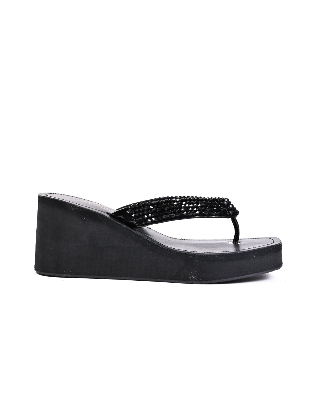 Women, Women Footwear, Black Wedges