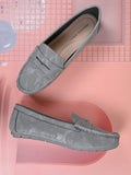 Women, Women Footwear, Grey Loafers