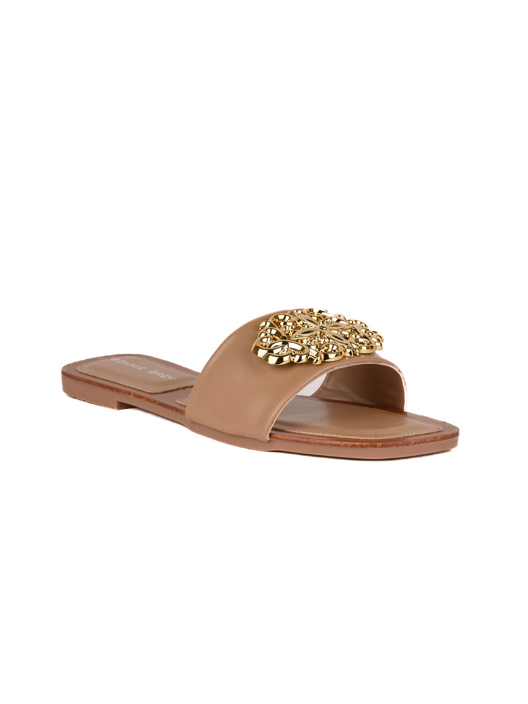 Women, Women Footwear, Brown Open Toe Flats