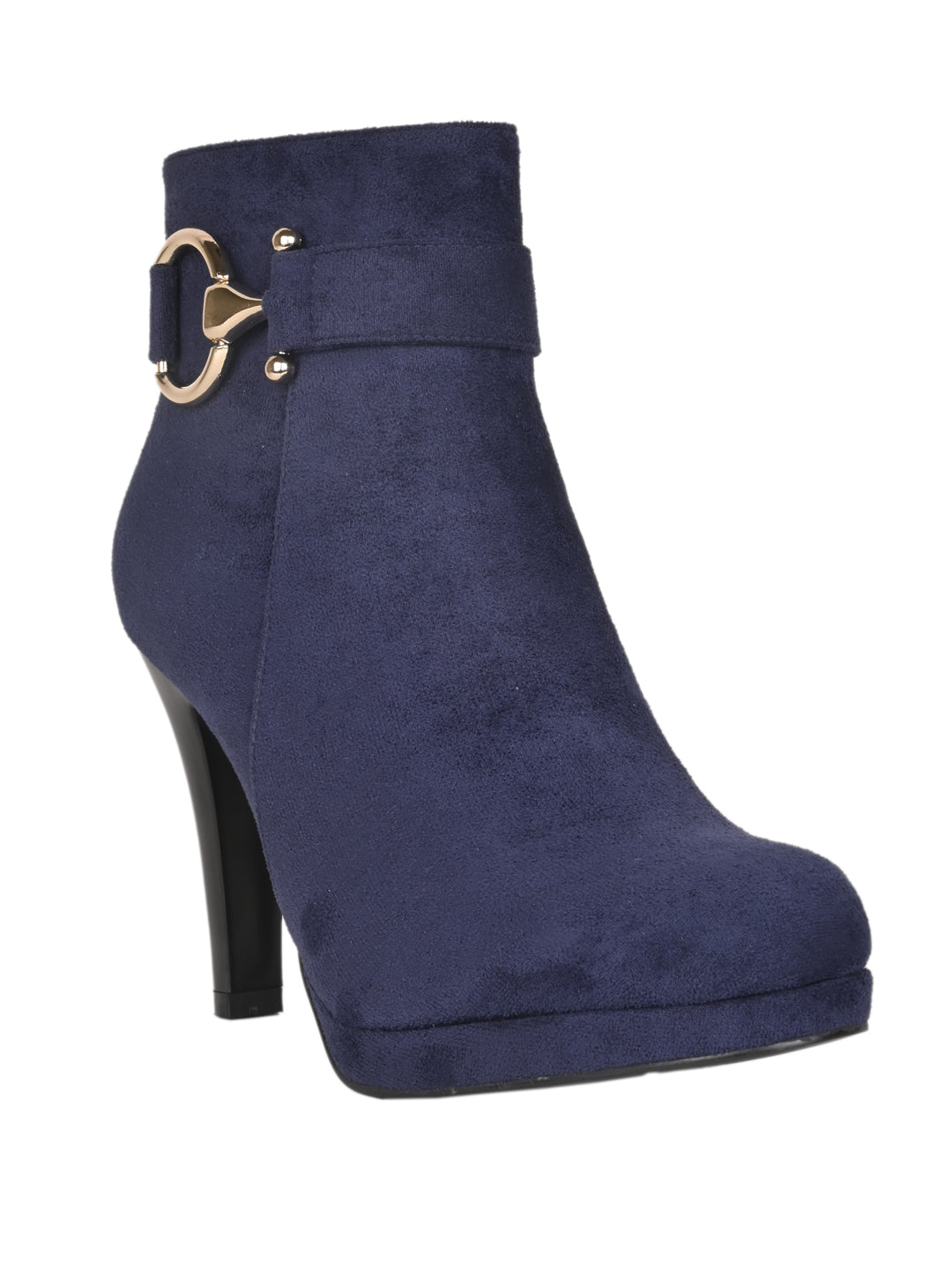 Women Navy Blue Solid Ankle Length Boots ShoeTree Women Navy Blue Solid Ankle Length Boots ShoeTree