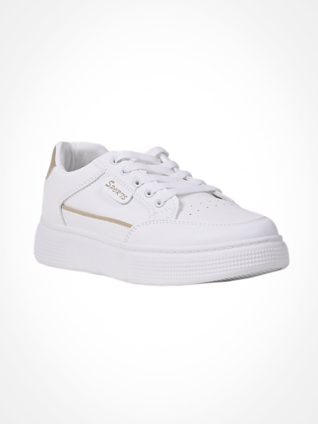 Women White Solid Sneakers1