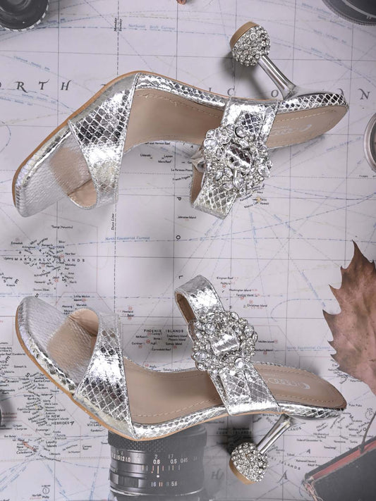 Women, Women Footwear, Silver Sandal