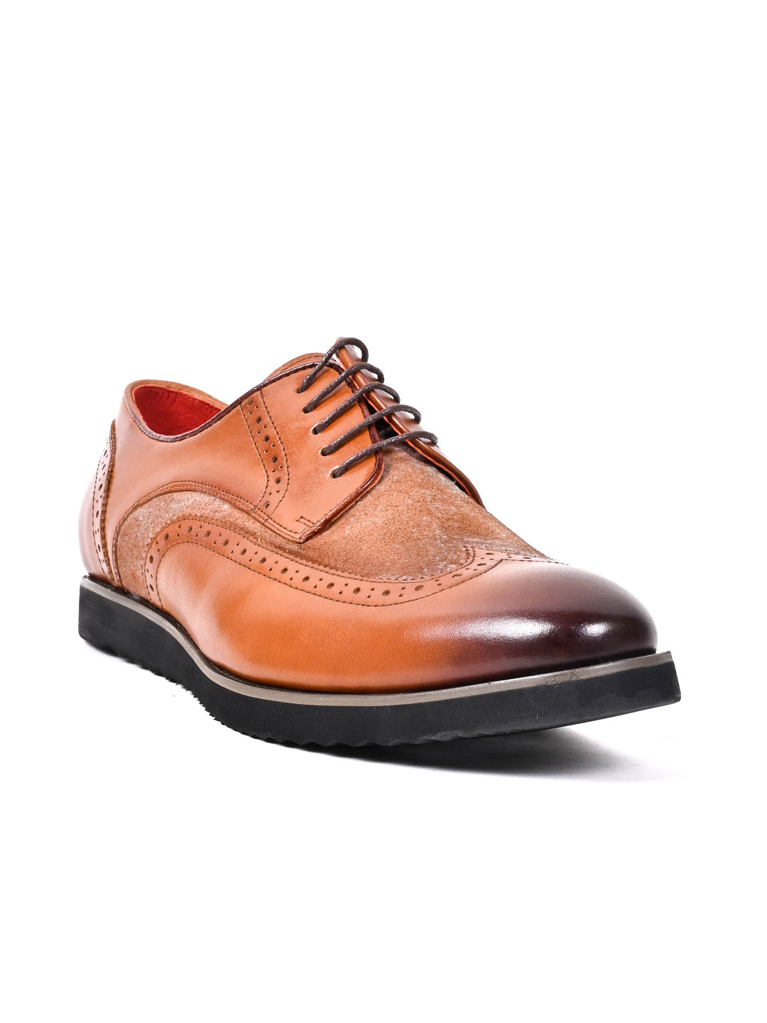 Men Tan Wingtip Colourblock Derby Shoes – ShoeTree