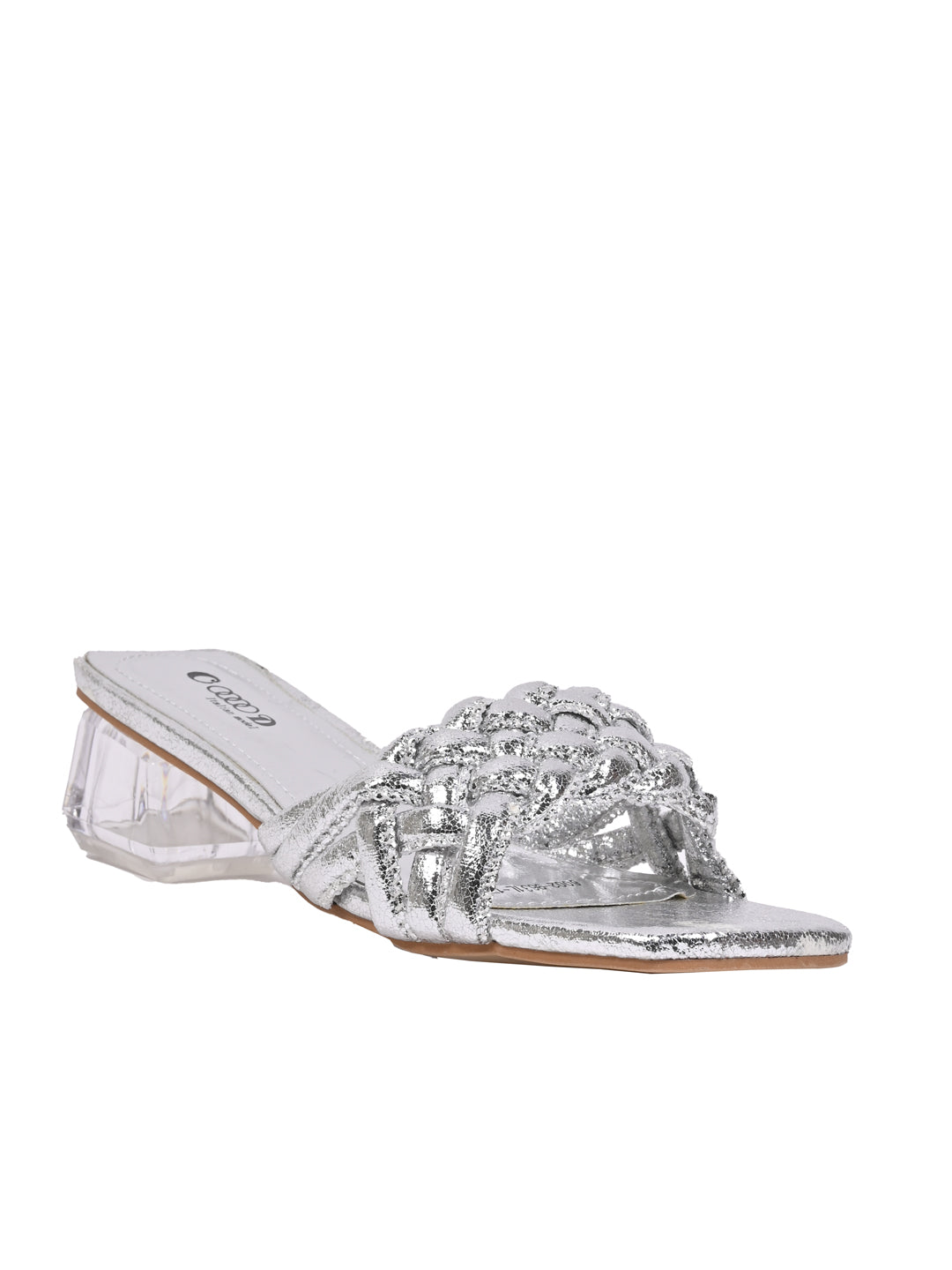 Women Silver Woven Design Sandal – ShoeTree