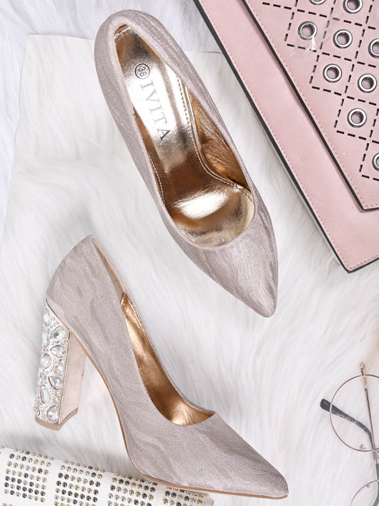 Women, Women Footwear, Champagne Pumps