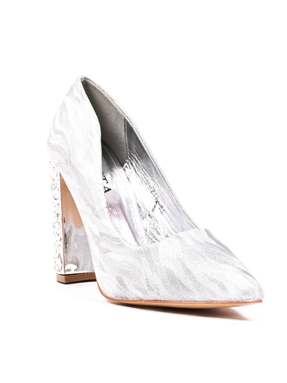 Women, Women Footwear, Silver Pumps