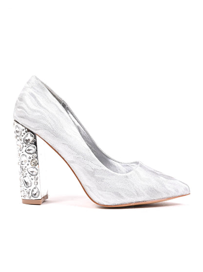 Women, Women Footwear, Silver Pumps